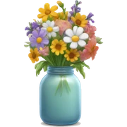 A jar vase filled with flowers. sticker