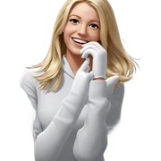 smiling girl in white gloves sticker