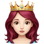 Beautiful long burgundy haired girl wearing a princess crown sticker