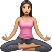Asian girl doing yoga in pink clothes, long dark hair, light skin, dark eyes sticker