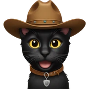 Black cat with cowboy hat sticker