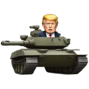 Donald Trump driving a tank sticker