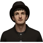 boy in hat looking at viewer sticker