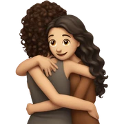 A curly brunette hugging a straight brunette girls  sticker