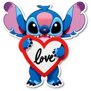Stitch holding a sign saying I love you  sticker