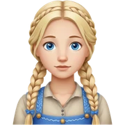 Homesteader girl long blonde braids and blue eyes  sticker