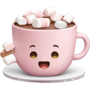 Light Pink mug of hot chocolate with marshmallows  sticker