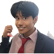 smiling boy in red necktie sticker