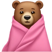 Bear wearing a pink blanket sticker