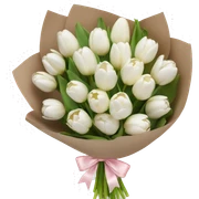 White tulips bouquet with light pink bow  sticker