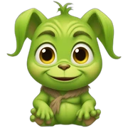 Japanese rounded baby Grinch  sticker