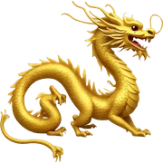 Golden Chinese dragon with floral pattern on its body  sticker