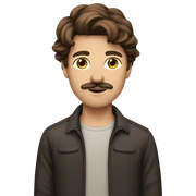 brown hair young guy with moustache sticker