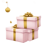 Light pink Christmas gifts under a white Christmas tree  sticker