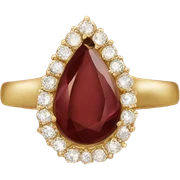 Burgundy pear shaped gold engagement ring sticker