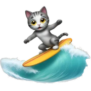 cat surfing sticker