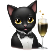 Black cat drinking champagne sticker