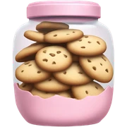 light pink cookie jar with cookies sticker