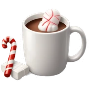  Mug of hot chocolate with marshmallows and a candy cane  sticker