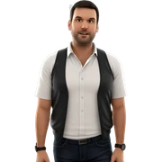 male in white shirt indoors sticker
