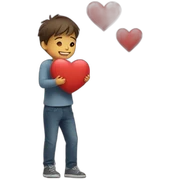 boy hugs heart sticker