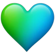 Blue and green heart sticker
