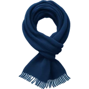 Realistic navy blue winter scarf isolated. sticker