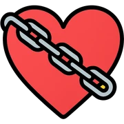 A heart with a chain wrapped around it or attached to it sticker
