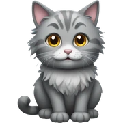 Fluffy gray cat sticker