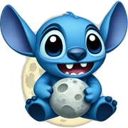 Stitch on moon sticker