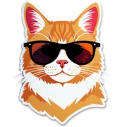 Cat with sunglasses sticker