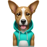 Dog wearing a turquoise hoodie sticker