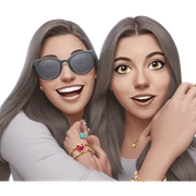 smiling girls with jewelry sticker