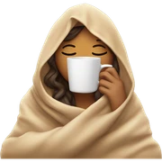 girl inside a blanket sipping coffee eyes closed sticker