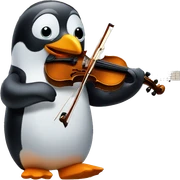 Penguin with violin and notes sticker