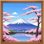 Cherry blossom scenery, Mount Fuji sticker