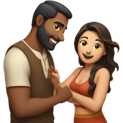 Curvy brunette woman flirting with Indian man  sticker