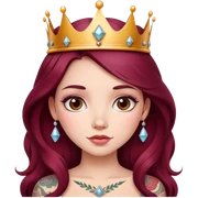 Beautiful tattooed long burgundy haired girl wearing a princess crown sticker