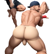 muscular boys in hats sticker