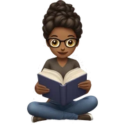 Brunette reading a book sticker