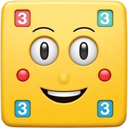 Yellow square shaped character with a means it's numberblocks three sticker