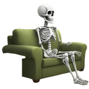 Skeleton watching tv sticker