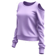 Hyper Realistic isolated side view of a light purple cold shoulder fashion sweat shirt top. sticker