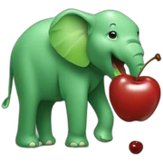 green elephant eating a cherry sticker