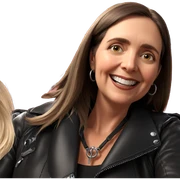 smiling girl in leather jacket sticker