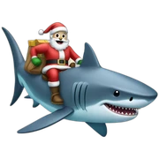 santa-riding-shark sticker