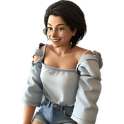 smiling girl in denim shorts sticker