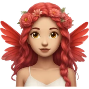 big wings, flower, Beautiful, fairy, red, long hair sticker
