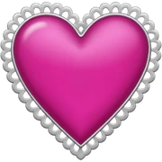 Fuchsia pink heart, silver lace trim
 sticker