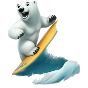 polar bear surfing in ocean sticker